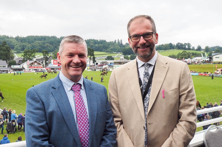 Cllr Bryan Davies, Leader of Ceredigion County Council and CllrJames Gibson-Watt, Leader of Powys County Council at the Royal Welsh Show