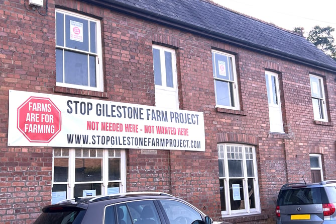 A stop Gilestone Farm project banner in the local community