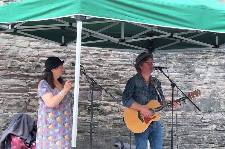 Busking in Brecon.