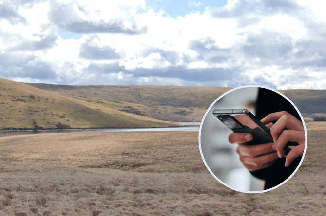 Craig Goch reservoir and mobile phone