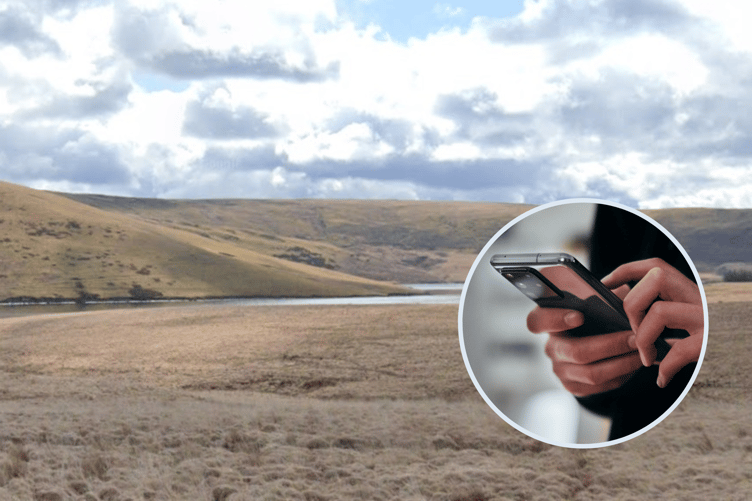 Craig Goch reservoir and mobile phone