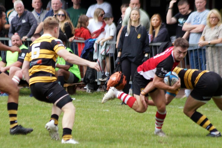 Sam Hellard attacks the Newport defence