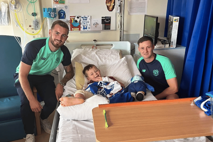 Arlo with Cardiff City's Club Captain Joe Ralls