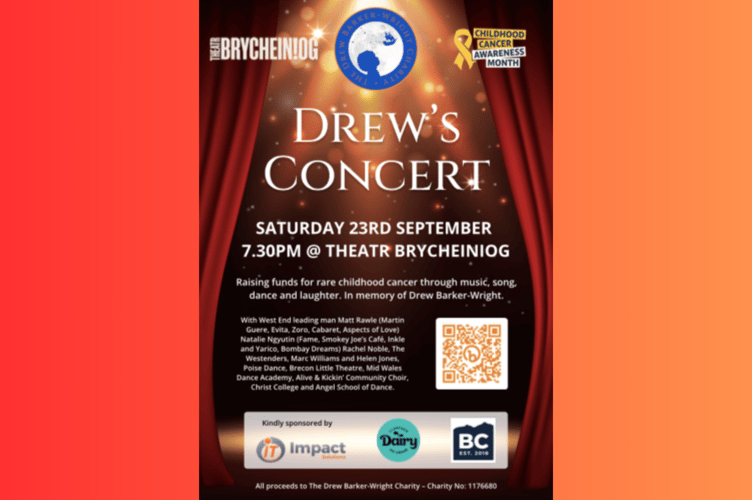 Drew’s Concert will take place at Theatr Brycheiniog on September 23rd