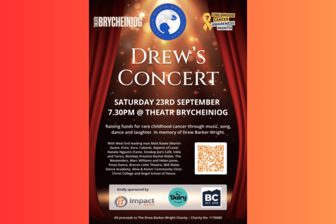 Drew’s Concert will take place at Theatr Brycheiniog on September 23rd