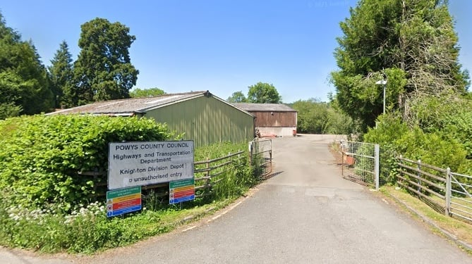 The former Powys County Council's depot off Mill lane, Presteigne.