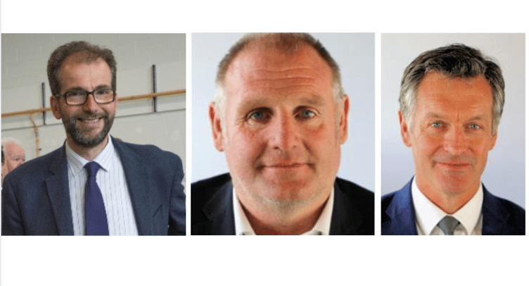 Cllr James Gibson-Watt. Powys County Council and Liberal Democrat group leader (LEFT), Cllr Gwynfor Thomas (CENTRE), Cllr Aled Davies (RIGHT).