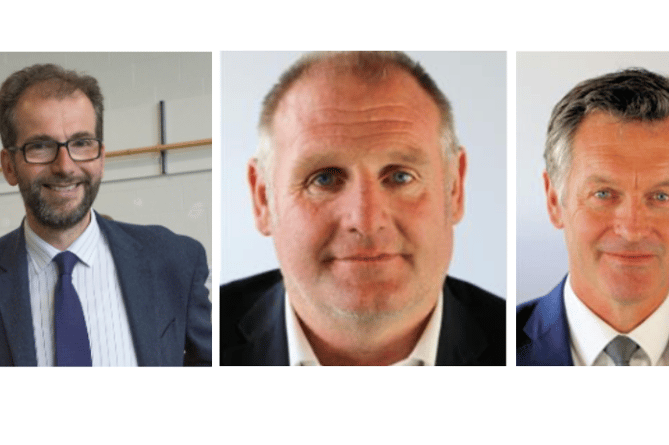 Cllr James Gibson-Watt. Powys County Council and Liberal Democrat group leader (LEFT), Cllr Gwynfor Thomas (CENTRE), Cllr Aled Davies (RIGHT).
