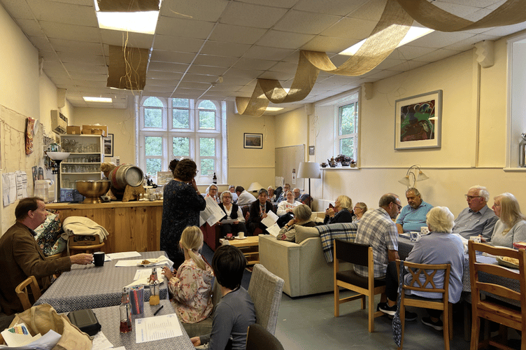 A packed room gathers to listen to Claire Jordan and Claire Campbell talk about dementia on World Alzheimer's Day