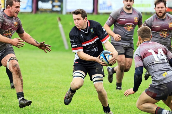 Brecon v Crymych - Matthew Williams breaks down the middle to gain valuable yards for Brecon