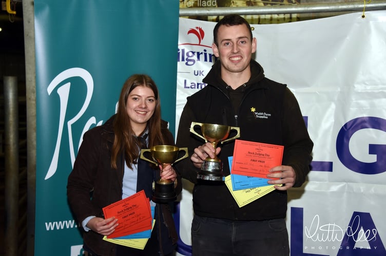 Anwen Hardwick of Rhayader YFC winning Junior Stockman and Will Nixon of Aberedw YFC winning Senior Stockman
