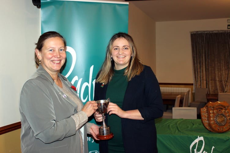 Best Speaker in the Senior Mace Debating, Carys Powell of Penybont YFC pictured with Judge, Kate Miles