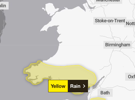 South Powys issued with yellow weather warning 