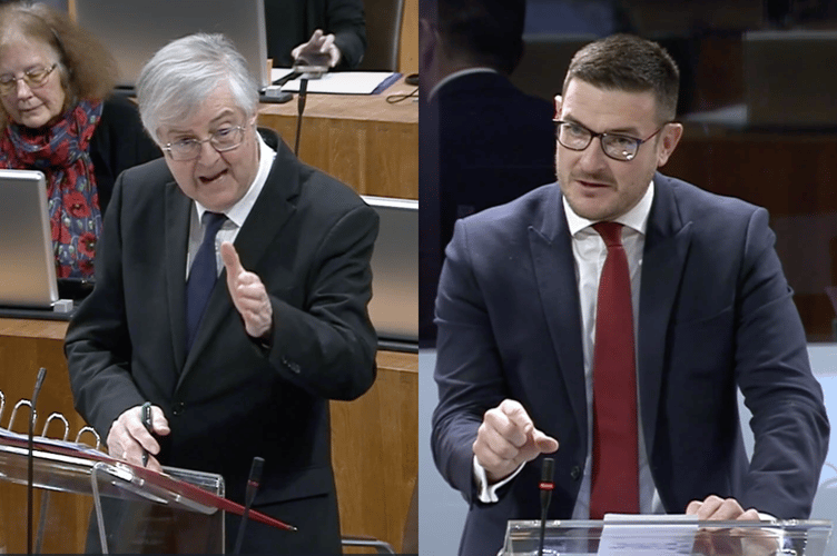 First Minister Mark Drakeford and James Evans MS