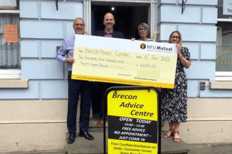 Left to right: Keith Lawson, Centre Manager, Alan Bugler, Agent at NFU Mutual Brecon, Sally Palmer, Chair of the Centre, and Kathryn Eckley, Office Manager at NFU Mutual Brecon