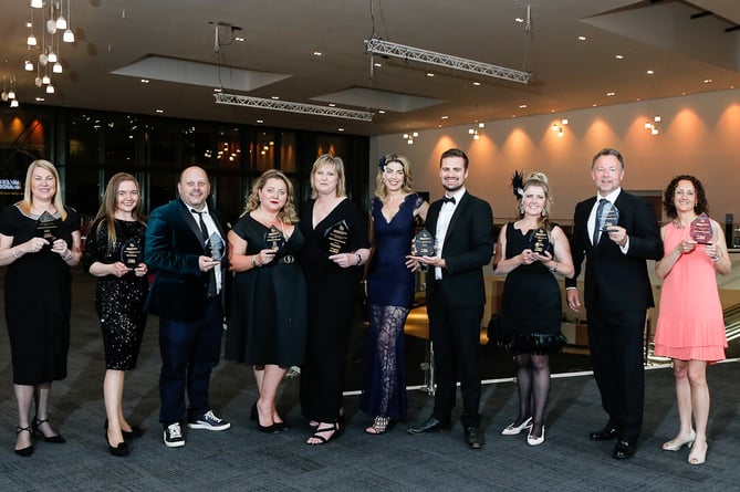 Winners of the Wales Business Awards 2023 with host Andrea Byrne