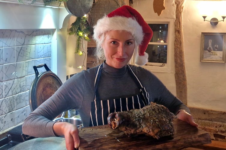 Rare breed farmer Vic Jenkins with roast shoulder of Norfolk Horn lamb