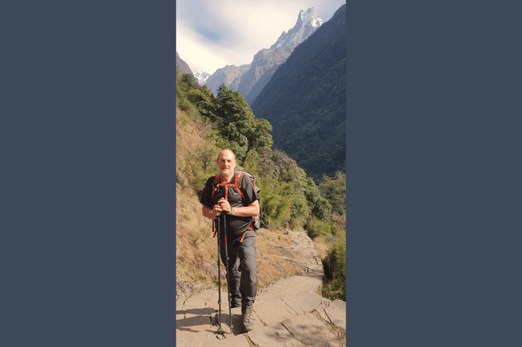 In November, Alan trekked to the Annapurna Base Camp, a high glacial basin lying 40 km north of Pokhara