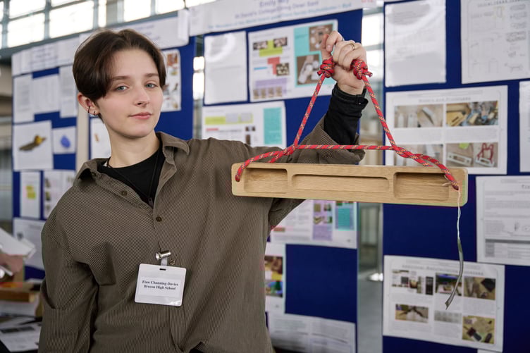 Finn Channing Davies of Brecon High School with his award-winning climbing equipment design