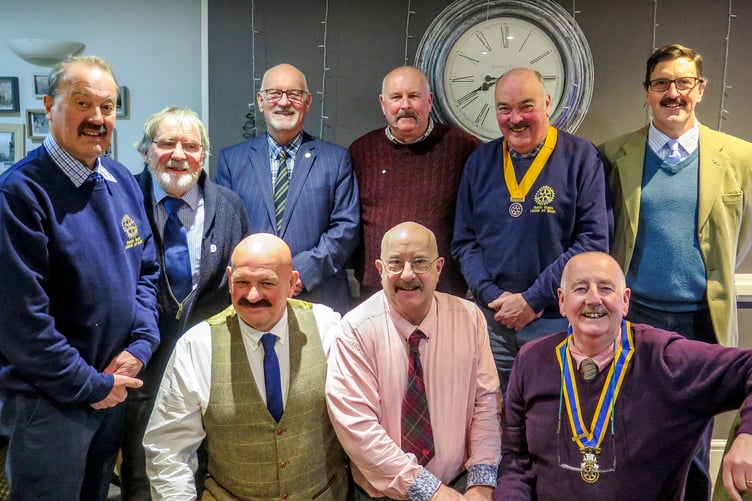 An array of moustaches on show at Builth Wells Rotary Club