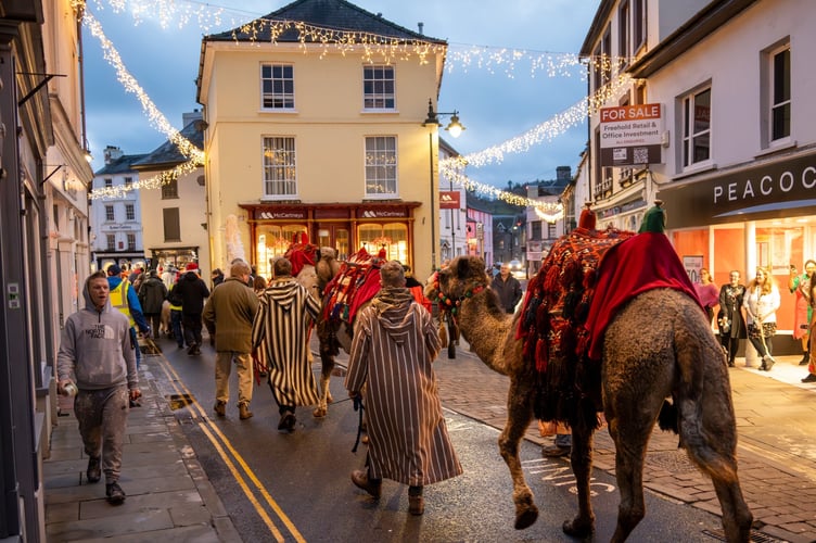 The procession making its way into Brecon