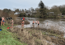 Watch as brave Boxing Day swimmers take to River Wye at Glasbury