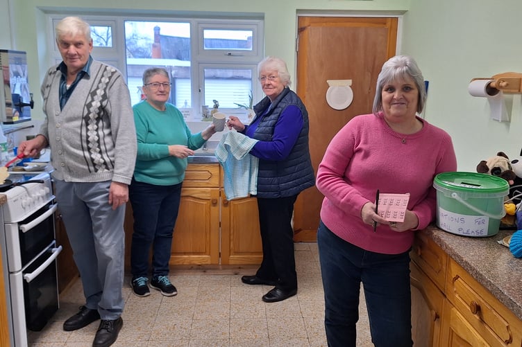 Tony, Marion Scott & Doris James, Community Hall volunteers and Diane James