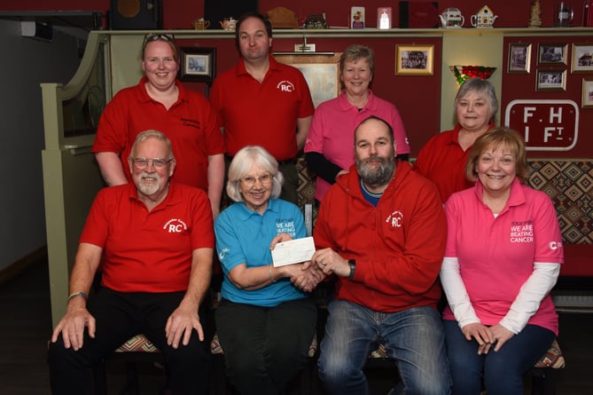 Rhayader Carnival committee: The presentation to the Rhayader branch of Cancer Research