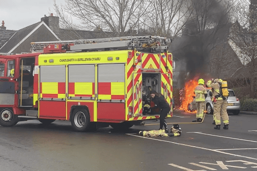 Brecon Aldi car park car fire