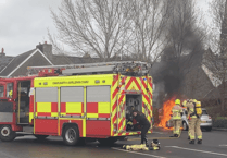 VIDEO: Fire crew tackles car fire at Brecon Aldi