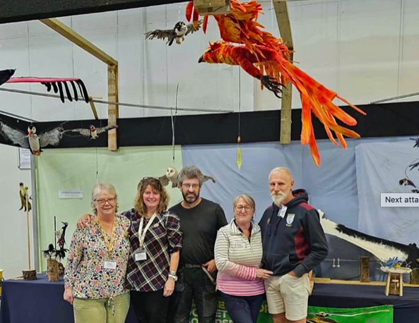 Janna Turner, Alex Johnstone and Deborah Taylor Dyer with Dave Turner and Martin Dyer who helped set up the Flock2Flight display.