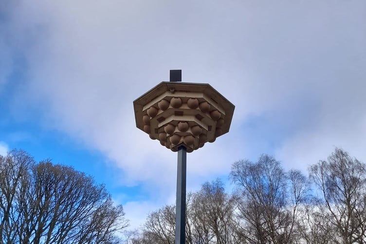The new nesting tower at Llandrindod Wells Lake
