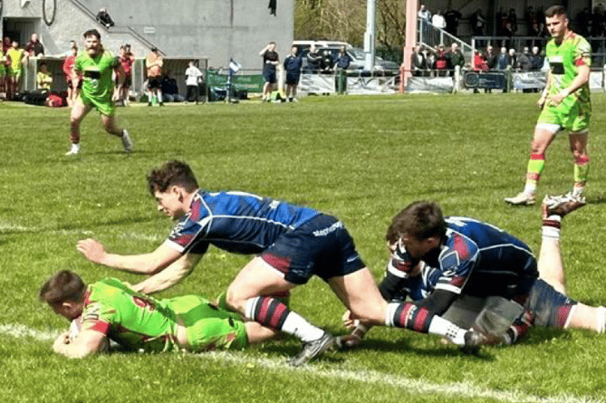 Scrum half Lee Rees goes over for his second try of the day in the win over Swansea