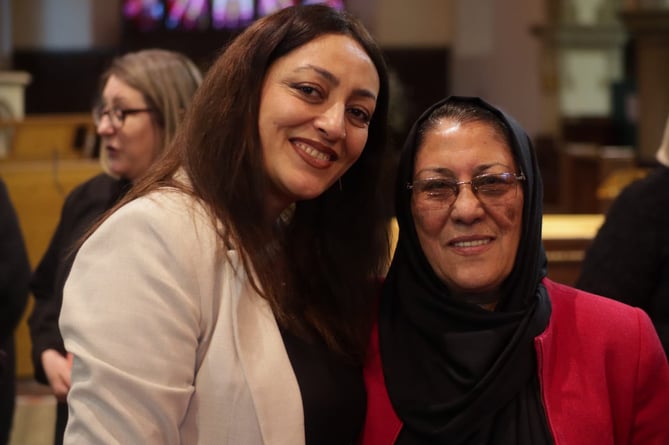 Sweeta Durrani pictured with her mother Saleha at St Mary's Church, Brecon