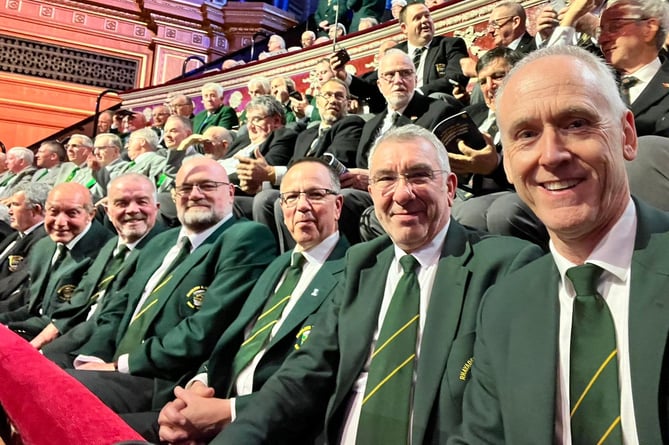 The bass section of Rhayader Male Voice Choir at the Royal Albert Hall