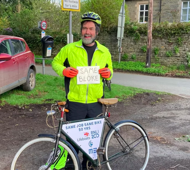 Ian Davies’s first day at Clayton Engineering Limited on the 17th of April 1974 saw him ride on a bike he bought from his father. It’s a bike he still owns, and he rode it to work on his 50th anniversary, accompanied and supported by the staff.