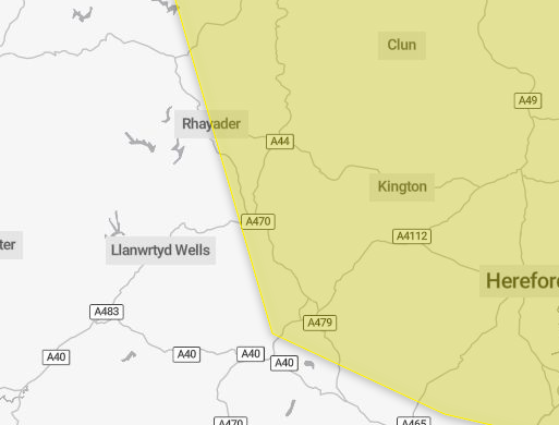 Further thunderstorm warning issued for parts of Powys