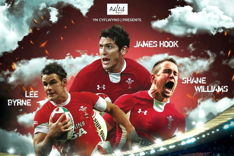 James Hook, Lee Byrne and Shane Williams