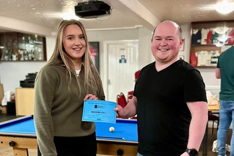 It was second place for Cerys on the pool table