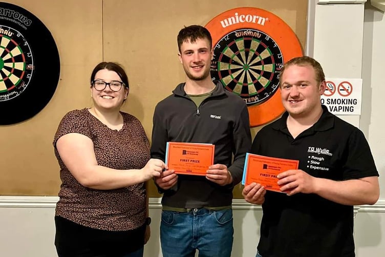 Richie and Iestyn won the darts doubles