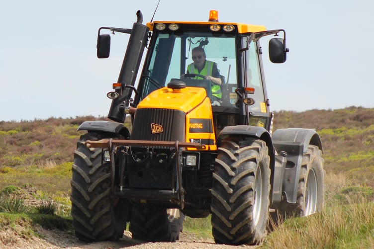 Mervyn Price with his Fastrac leading the procession around south Radnorshire