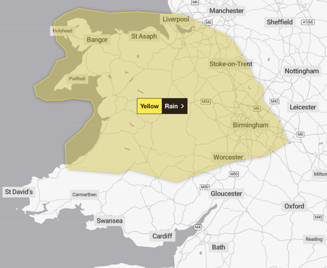 Weather warning in place for afternoon downpour 