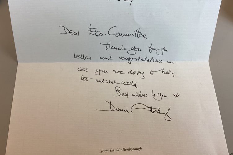 The handwritten letter thanked and congratulated the pupils