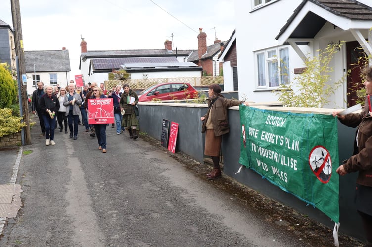 RE-think gather outside Bute Energy consultations
