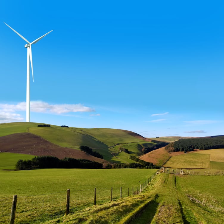 An artists impression of the proposed Nant Mithil wind farm development in Radnor Forest.