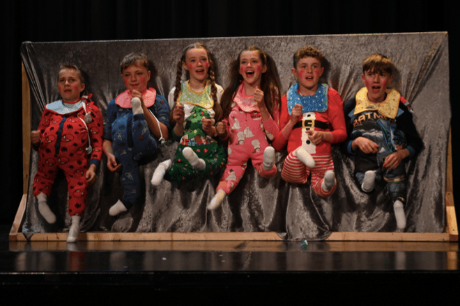 Juniors performed a comic mime act