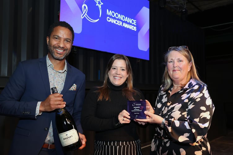 Kara Price (centre) is pictured with Sean Fletcher and Dr Heather Wilkes