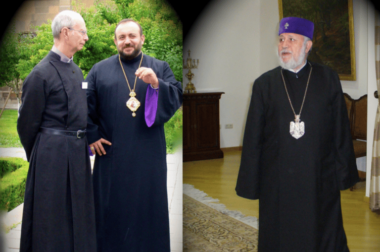 Left is Geoffrey in conversation with a Chaplain after visiting the Katholikos (Head of the Armenian Church - pictured right)