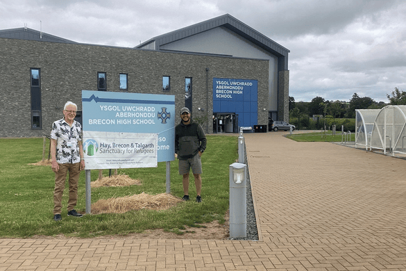 Refugees arriving at Brecon High School