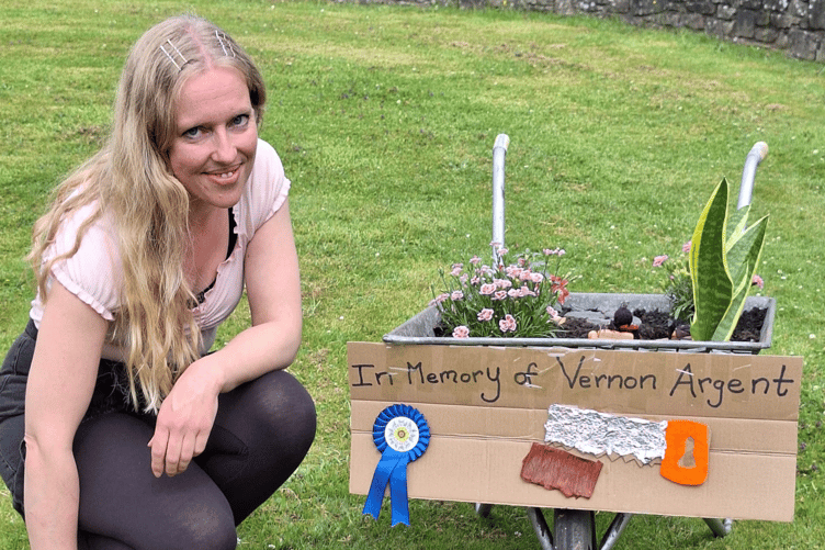 Julie Argent with her special entry in memory of her late father, Vernon Argent, of Talgarth Joinery